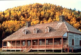 Great Hall in the fall of 1983. Mount Rose rises behind the hall.