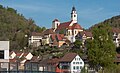 Horb am Neckar, die Stiftskirche von der Neckarbrücke aus