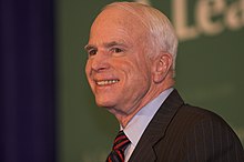 McCain at a campaign rally in Kenner, Louisiana, in June 2008 JohnMcCainSmileKennerJune2008.jpg