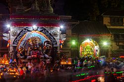 Kala Bhairav (left) and Sweta Bhairav (right) in Kathmandu Durbar Square, Nepal