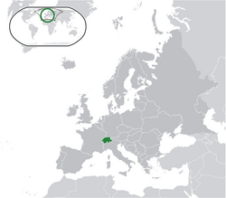 Location of ಸ್ವಿಟ್ಜರ್ಲ್ಯಾಂಡ್ (green)in Europe (dark grey)  –  [Legend]