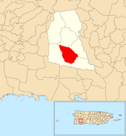 Location of Machuchal within the municipality of Sabana Grande shown in red