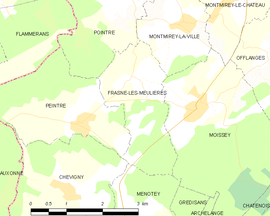 Mapa obce Frasne-les-Meulières