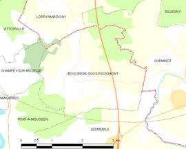 Mapa obce Bouxières-sous-Froidmont