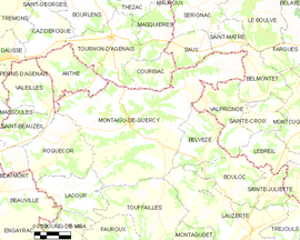 Mapa obce Montaigu-de-Quercy