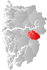 Lage der Kommune in der Provinz Vestland