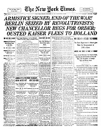 Front page of the New York Times on Armistice ...