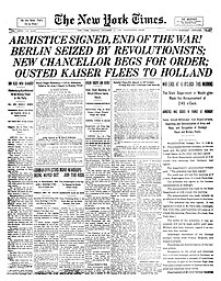 Front page of The New York Times on Armistice ...