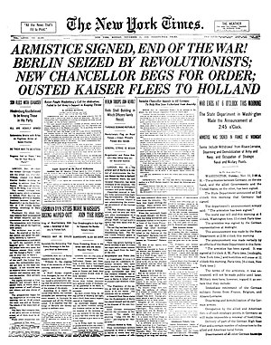 Front page of the New York Times on Armistice ...