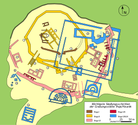 Karte des Burghügels (Hisarlık) von Troja