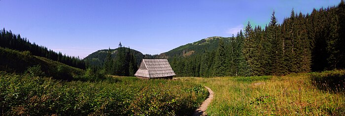 Olczyska Polana i widok na Mały Kopieniec i Wielki Kopieniec