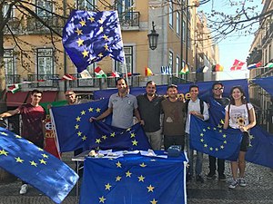 Membros da city team de Lisboa participam num evento organizado pelo movimento Pulse of Europe - Portugal em Lisboa, Portugal.