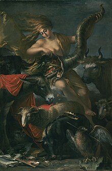 Salvator Rosa: Allegory of Fortune, representing Fortuna, the goddess of luck, with the horn of plenty Salvator Rosa (Italian) - Allegory of Fortune - Google Art Project.jpg