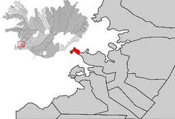 Seltjarnarnes er plassert ytst på same halvøy som Reykjavík ligg på.