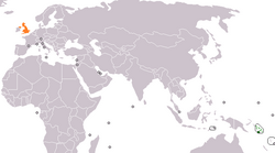 Карта с указанием местоположения Соломоновых островов и Великобритании