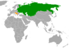 Lokacijska karta za Jugoslavijo in Sovjetsko zvezo.