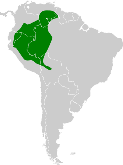 Distribución geográfica de la tangara ventriamarilla.