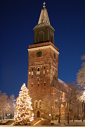 The Cathedral of Turku is considered the national shrine of Finland, and is the seat of its de facto primate. Turku Cathedral on December morning.jpg