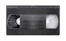A VHS video cassette tape VHS-Video-Tape-Top-Flat.jpg