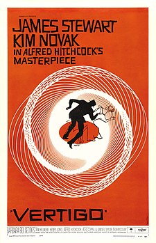 L'affiche originale de Vertigo, d'Alfred Hitchcock, conçue par Saul Bass. (définition réelle 2 703 × 4 189)