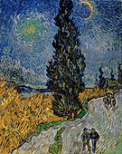 Vincent van Gogh, Kampara ŝoseo en Provenco nokte, 1890