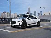 A Waymo-operated Jaguar I-Pace in San Francisco, 2023 Waymo Jaguar I-Pace in San Francisco 2023 dllu.jpg