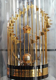 The 1969 Commissioner's Trophy on display at Citi Field in 2010 With 1969 World Series Trophy (4490066331) (cropped).jpg