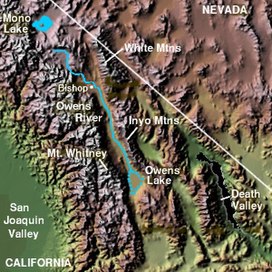 The White Mountains along the east side of Owens Valley