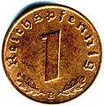 Prewar bronze 1 ℛ₰ (reverse). Made of pure bronze