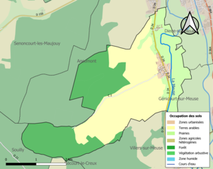 Carte en couleurs présentant l'occupation des sols.