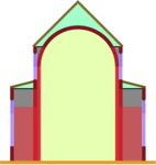 Einschiffige Kirche als Abseitensaal mit Obergaden über den seitlichen Kapellen