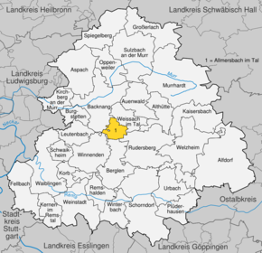 Poziția localității Allmersbach im Tal