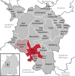 Läget för Altensteig i Landkreis Calw