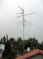 Rooftop television antennas like these are required to receive terrestrial television in fringe reception areas far from the television station. Antenna.jpg