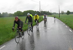 Audax riders in the rain.