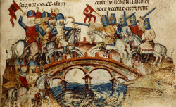 Battle of Mohi in a Medieval-era depiction Battle of Mohi 1241.PNG