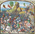 La batalla de Montiel (14 de marzu de 1369) ilustrada nes Cróniques de Jean Froissart.
