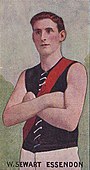 1907 Sniders & Abrahams Standard Cigarettes Australian Footballers (Series C, VFL) cigarette card featuring Essendon player Bill Sewart.
