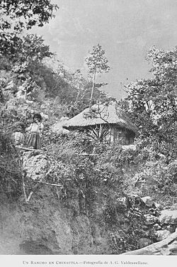 Native residence in Chinautla in 1897 Photograph by Alberto G. Valdeavellano[1]