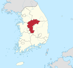 Kuzey Chungcheong'un Güney Kore'deki konumu