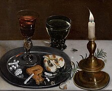 Clara Peeters, Stillleben mit Façon-de-Venise-Glas, Römer und einer Kerze