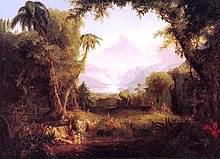 An idyllic painting of the Garden of Eden