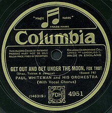 The British label of an electrically recorded Columbia disc by Paul Whiteman Columbia recording by Paul Whiteman.jpg