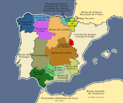 The Crown of Castile in the early 16th century in the Iberian Peninsula.