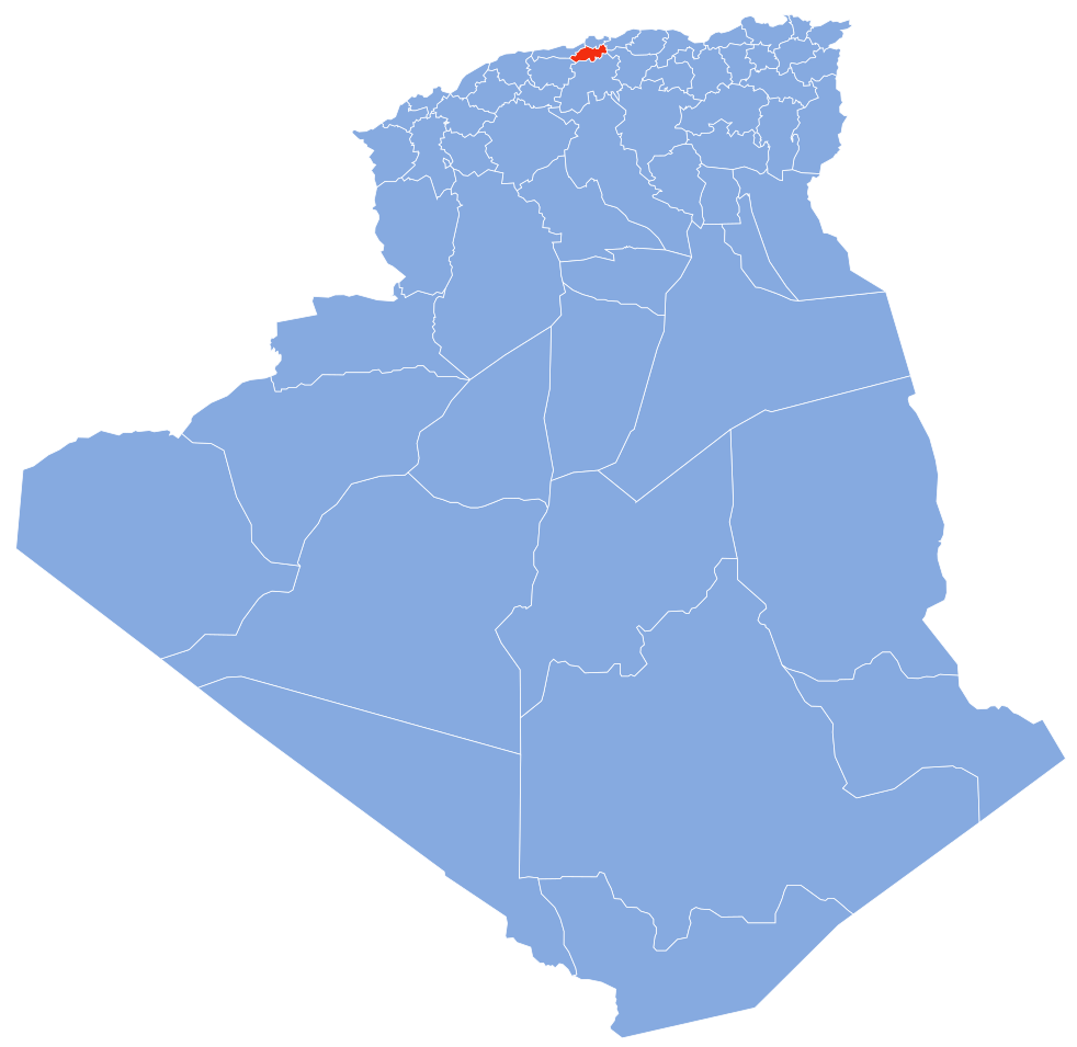 La Wilaya de Blida dans la carte d'Algérie