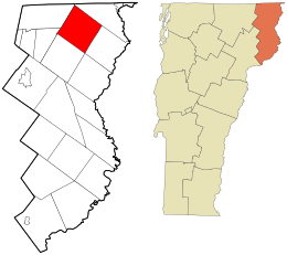 Location in Essex County and the state of Vermont.