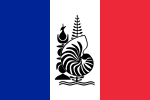 Franse vlag met die embleem van Nieu-Kaledonië