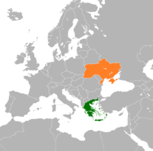 Řecko a Ukrajina na mapě Evropy