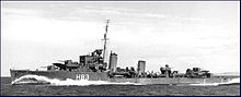 HMCS St. Laurent departed with Convoy HX 1 just six days after the Canadian Declaration of War. HMCS St Laurent 20 August 1941 IKMD-04199.jpg