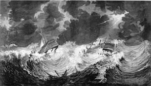 HMS Hector and HMS Bristol in a Hurricane 1780.jpg